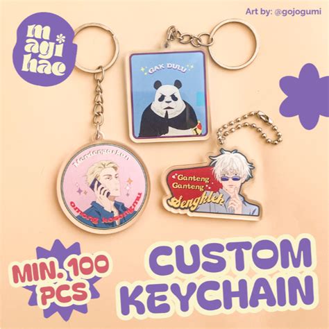 Jual Min Pcs Custom Keychain Akrilik Ganci Gantungan Kunci