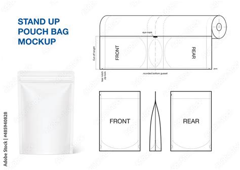 Stand Up Pouch Bag Mockup With Layout Vector Illustration Isolated On