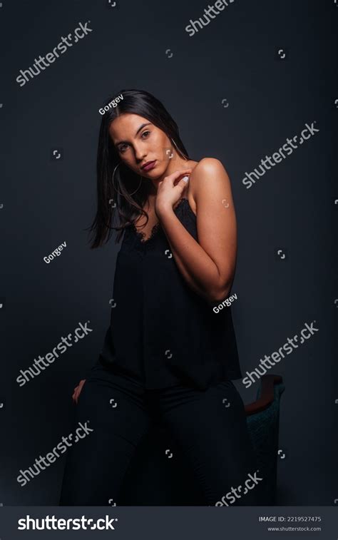 Sexy Brunette Wearing Black Tank Top Stock Photo 2219527475 Shutterstock