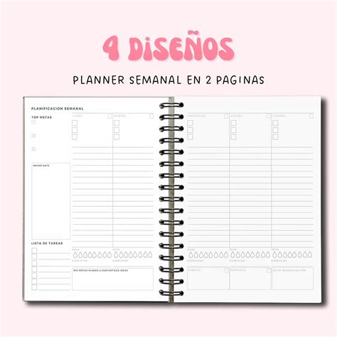 Planner Semanal Imprimible En Español Organizador Semanal Etsy España