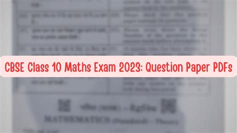 Cbse Class 10 Maths Question Paper 2023 Pdf With Answer Key Download