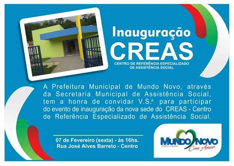 Nova Sede Do Creas Ser Inaugurada Em Mundo Novo Ba