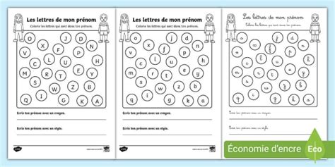 Colorier les lettres de mon prénom Lehrer gemacht