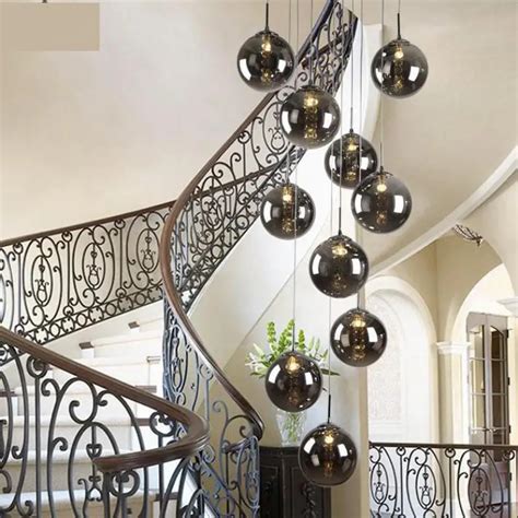 15 2m Staircase Smoke Black Spiral Pendant Lamps Modern Rotating Stair