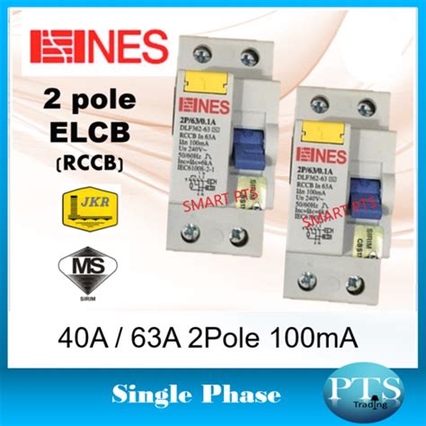 NES ELCB RCCB 40A 63A 2Pole 100mA Single Phase Residual Current