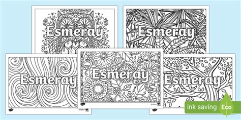 Free Esmeray Mindfulness Name Colouring Activity Twinkl