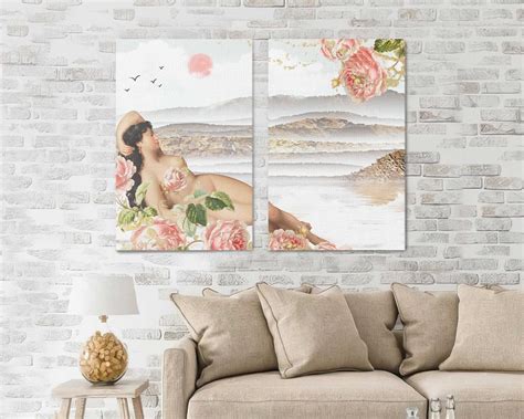 Naked Woman Canvas Wall Art 5 Panel Nature Painting Pictures With Design Canvas Set With Unique