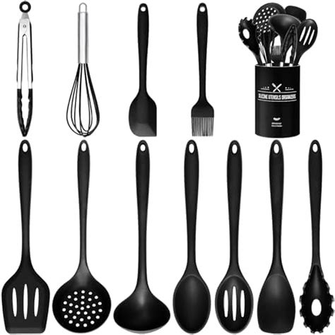 Silicone Kitchen Utensils Set 12pcs Cooking Utensils Set With Holder