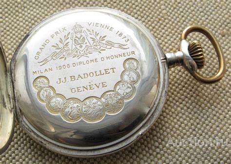 Карманные часы, J. J. BADOLLET & Co., серебро 800 проба, 51мм.Швейцария ...