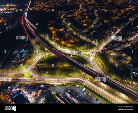 Night Top Down over Penn Inn Flyover and Roundabout from a drone Newton ...