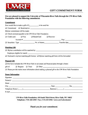 Fillable Online Uwrf Gift Commitment Form University Of Wisconsin