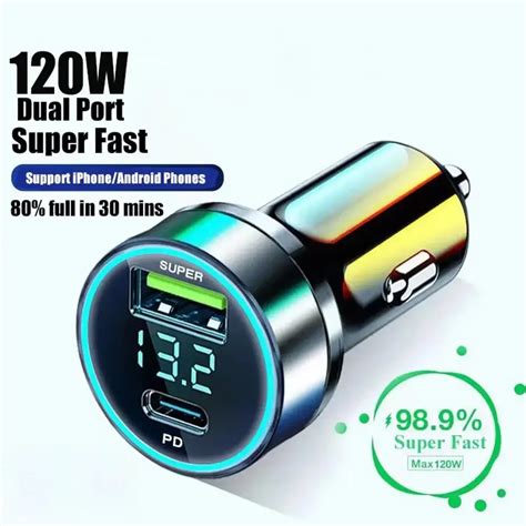 Автомобильное зарядное устройство USB 120 Вт USB Type C, адаптер для ...