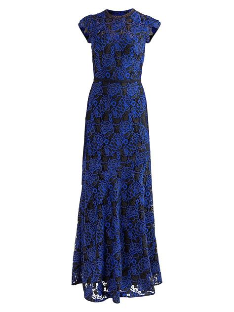 Shoshanna Raven Floral Lace Column Dress In Blue Lyst