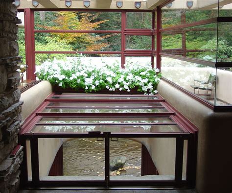 Interior of Fallingwater, a Frank Lloyd Wright designed home in ...