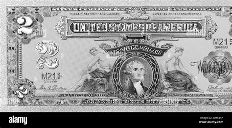 A Grayscale Of A 1899 Two Dollar Silver Certificate From World