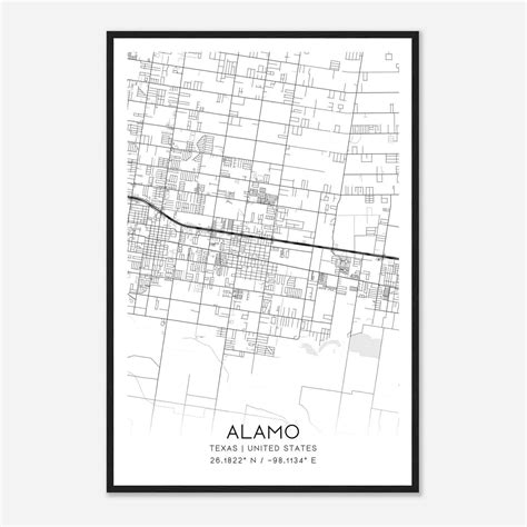 Alamo Texas Map Poster Modern Home Decor Wall Art Print Custom Maps And Posters