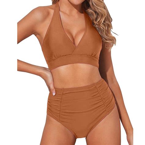 Ajshakl High Waisted Bathing Suits For Women High Waisted Bikini Set For Women Two Piece