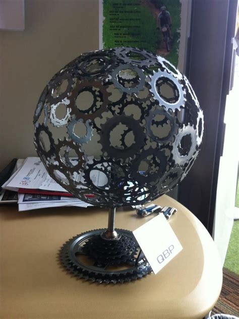 Recycled Bicycle Parts Art Globe Made From Recycled Bike Parts