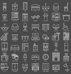 Indoor Furniture Linear Icons Set Royalty Free Vector Image