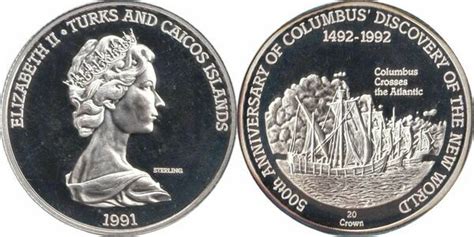 Crowns Elizabeth Ii Christopher Columbus Islas Turcos Y Caicos