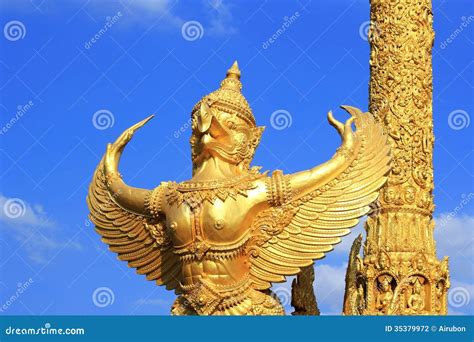 Golden Garuda Thai Style Statue Art Stock Photo Image Of Grand