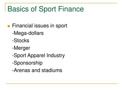 sport management sport finance overview  powerpoint