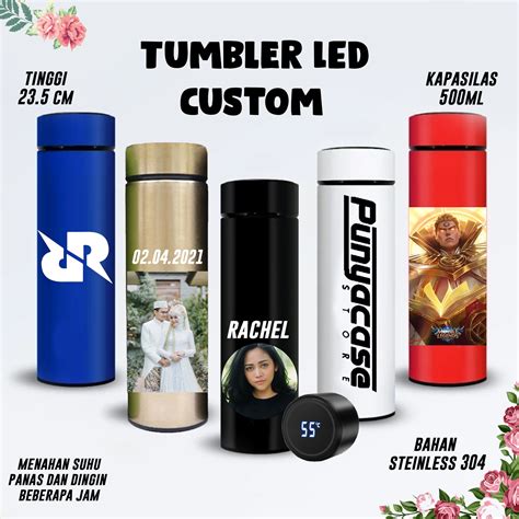 Custom Tumbler Termos Led Bisa Request Foto Dan Nama Cetakan Uv Print