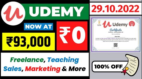 Udemy Free Courses Certificate Udemy Coupon Code 2022 29 October