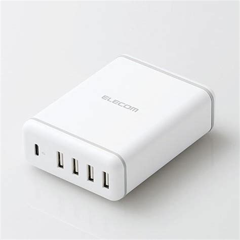 エレコム Mpa Acd02wh Usb Type C 充電器 Pd対応 合計出力60w タイプc ×1 タイプa ×4 Type C Usb