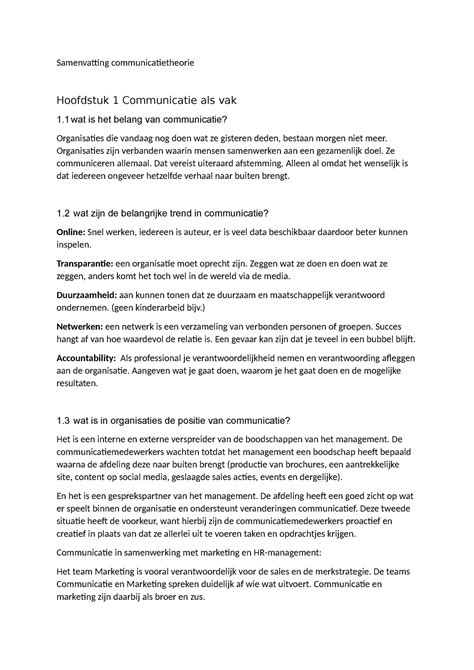 Samenvatting Communicatietheorie Samenvatting Communicatietheorie Hoofdstuk 1 Communicatie Als