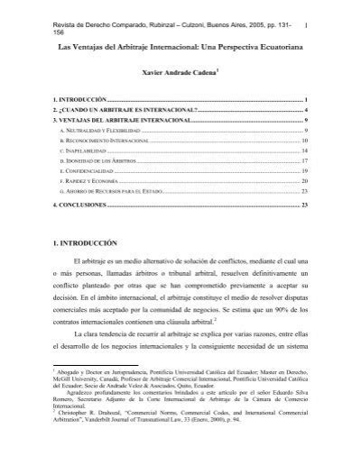 Las Ventajas Del Arbitraje Internacional Una Perspectiva Ecuatoriana