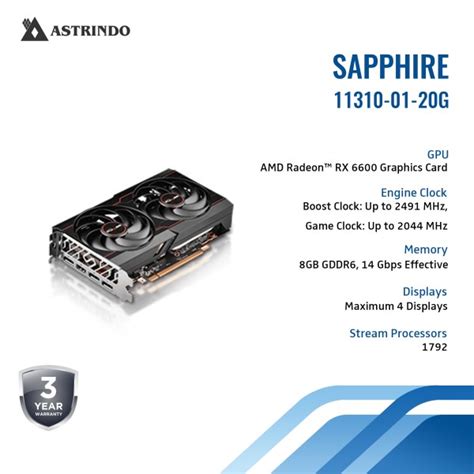 SAPPHIRE - SAPPHIRE-PULSE-AMD-RADEON-RX-6600-GDDR6-8GB-GRAPHICS-CARD ...