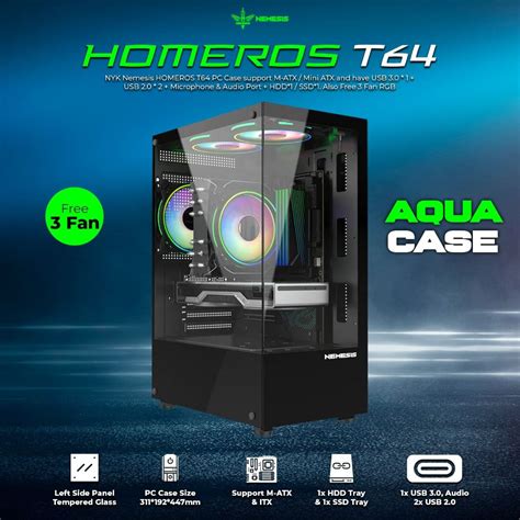 Jual Pc Case Itx M Atx Nyk Nemesis Homeros T Free Fan Rgb Shopee