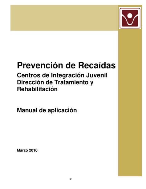 Manual De Prevencion De Recaidas Prevención De Recaídas Centros De Integración Juvenil