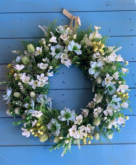 Large Wild Flower Silk Flower Wreath Front Door Wreath Love Etsy