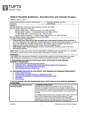 Fillable Online Medical Necessity Guidelines Reconstructive And