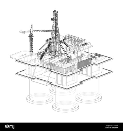 Offshore Oil Rig Vector Rendering Of 3d Stock Vector Image And Art Alamy