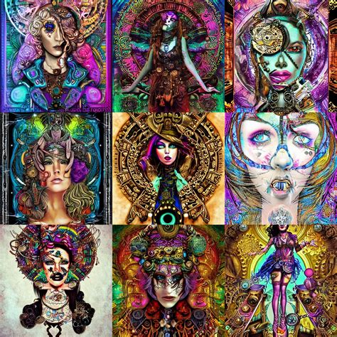 Psychedelic Goddess Steampunk Art Stable Diffusion Openart