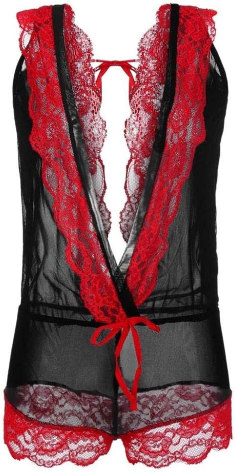 XQTX Sexy Lingerie Erotische Dessous Für Frauen Frauen Deep V Neck Lace Dessous Bowknot Bodysuit