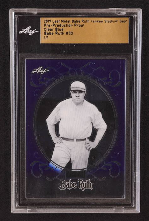 Babe Ruth 2019 Leaf Metal Babe Ruth Yankee Stadium Seat Pre Production Proof Clear Blue 33 1 1
