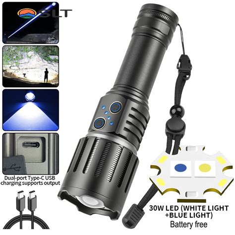 SLT Hot ไฟฉายแบบชารจไฟไดไฟฉาย Led สวางพรอมสาย USB ไฟฉายทรงพลง Shopee Thailand