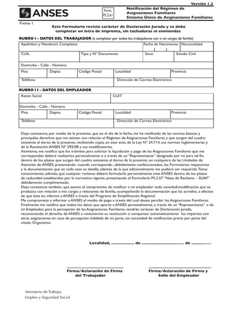 Formulario De La Anses Para Completar El Tr Mite Por Salario Familiar