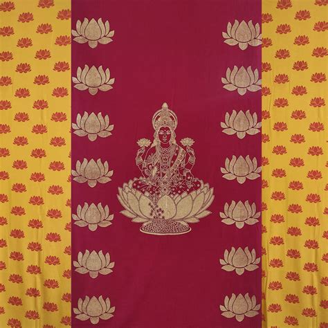 Buy Zestenter Golden Print Lakshmi Backdrop Cloth With Lotus For