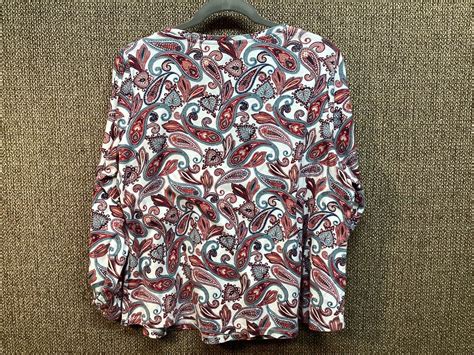 Croft Barrow Women S Size X Paisley Long Sleeve W Button Tunic Top