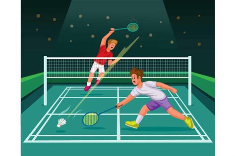 Badminton Player Smash In Match Vector Graphic By Aryo Hadi Creative