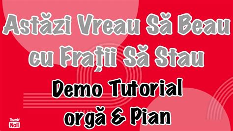 Astăzi Vreau Să Beau Demo Tutorial Orgă And Pian Youtube