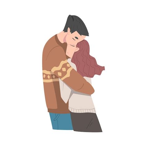 Premium Vector Romantic Couple In Love Hugging Cartoon Style Vector Illustration