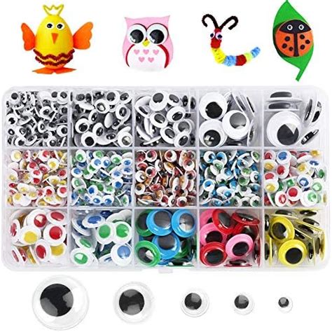 Lotfancy 1100pcs Mixed Self Adhesive Googly Wiggle Eyes For Craft