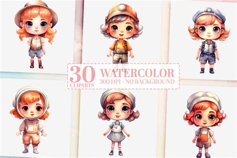 Chibi Dolls Dream Jobs Clipart - 30 Cute Girls