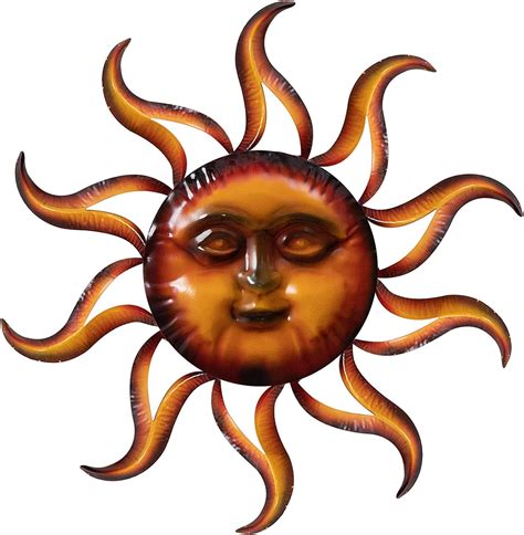 Tickcacy Metal Sun Wall Art Decor 27 5” Sun Wall Art Hanging For Indoor Outdoor